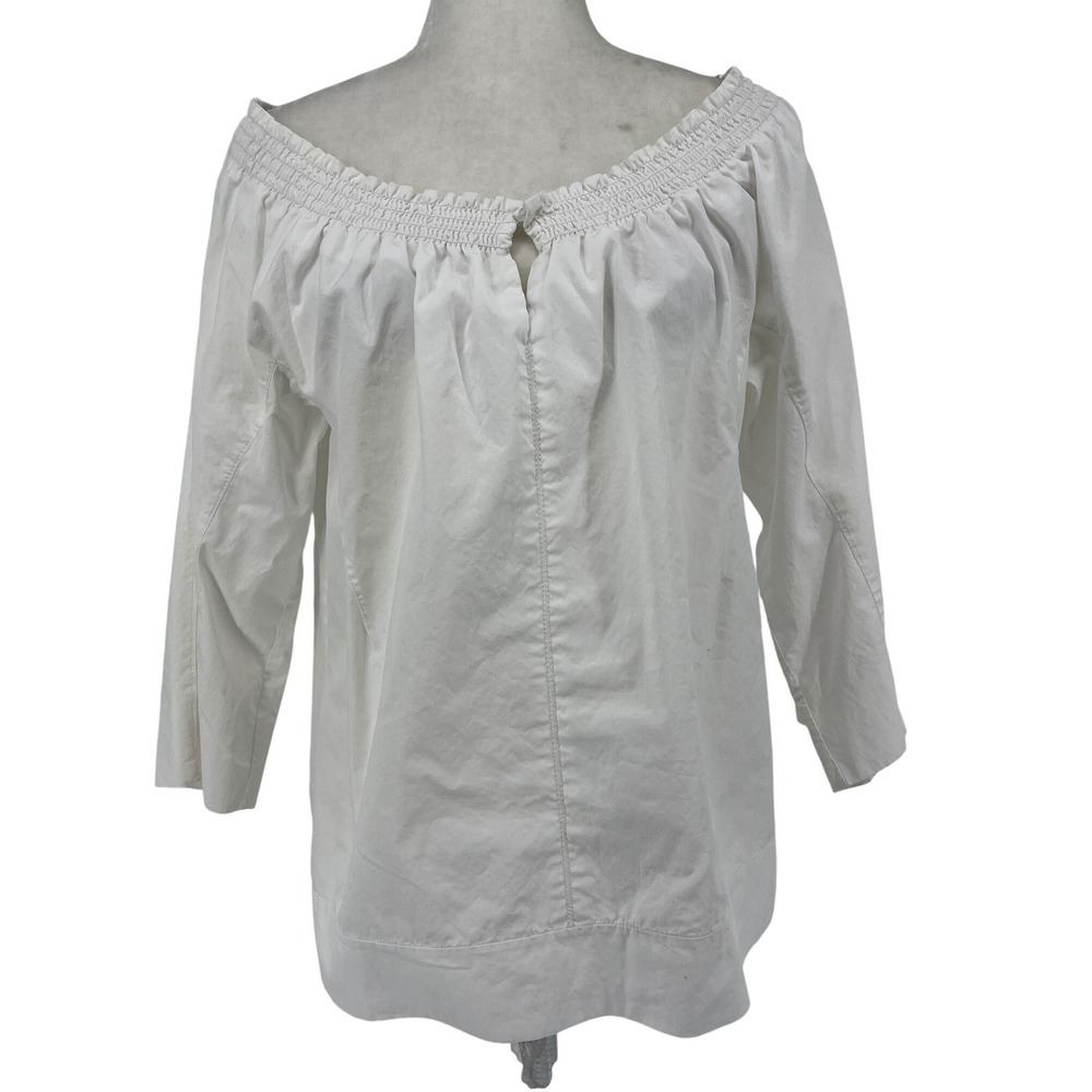 Diane von Furstenberg Blouse Women‎ M White Excellent Smocked Off-the-Shoulder